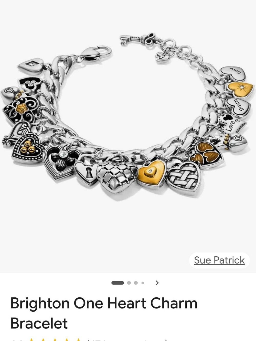 Brighton One Heart Charm Bracelet - Silver & Gold Accents